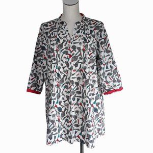 BIRD tunic • Size 2 women's colorful blouse by Alto Moda Casual Summer Spring